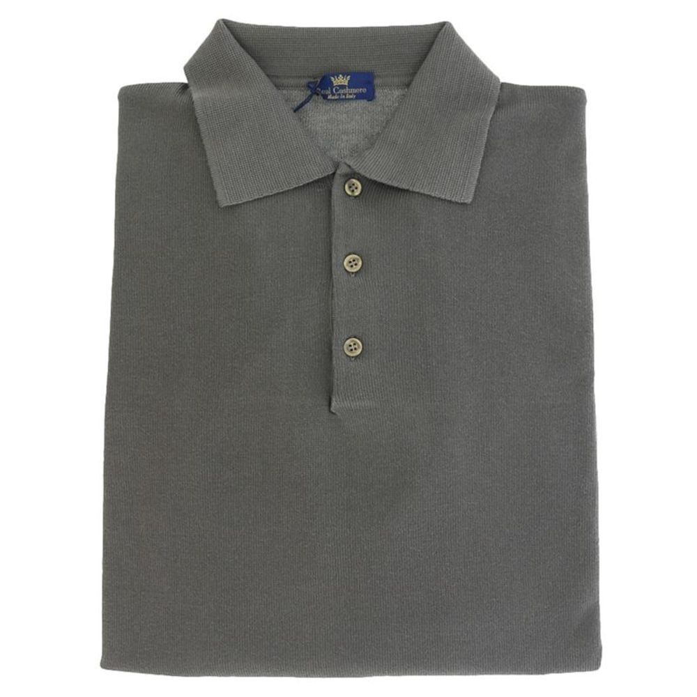 Cotton-Modal Blend Polo Big Mens Taupe Sweater By Real Cashmere